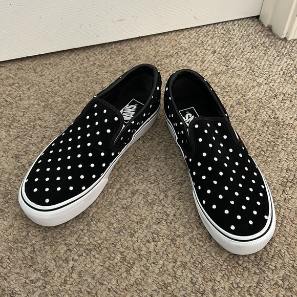 Vans Black and White Dot Slip-On Sneakers - Picture 3 of 8
